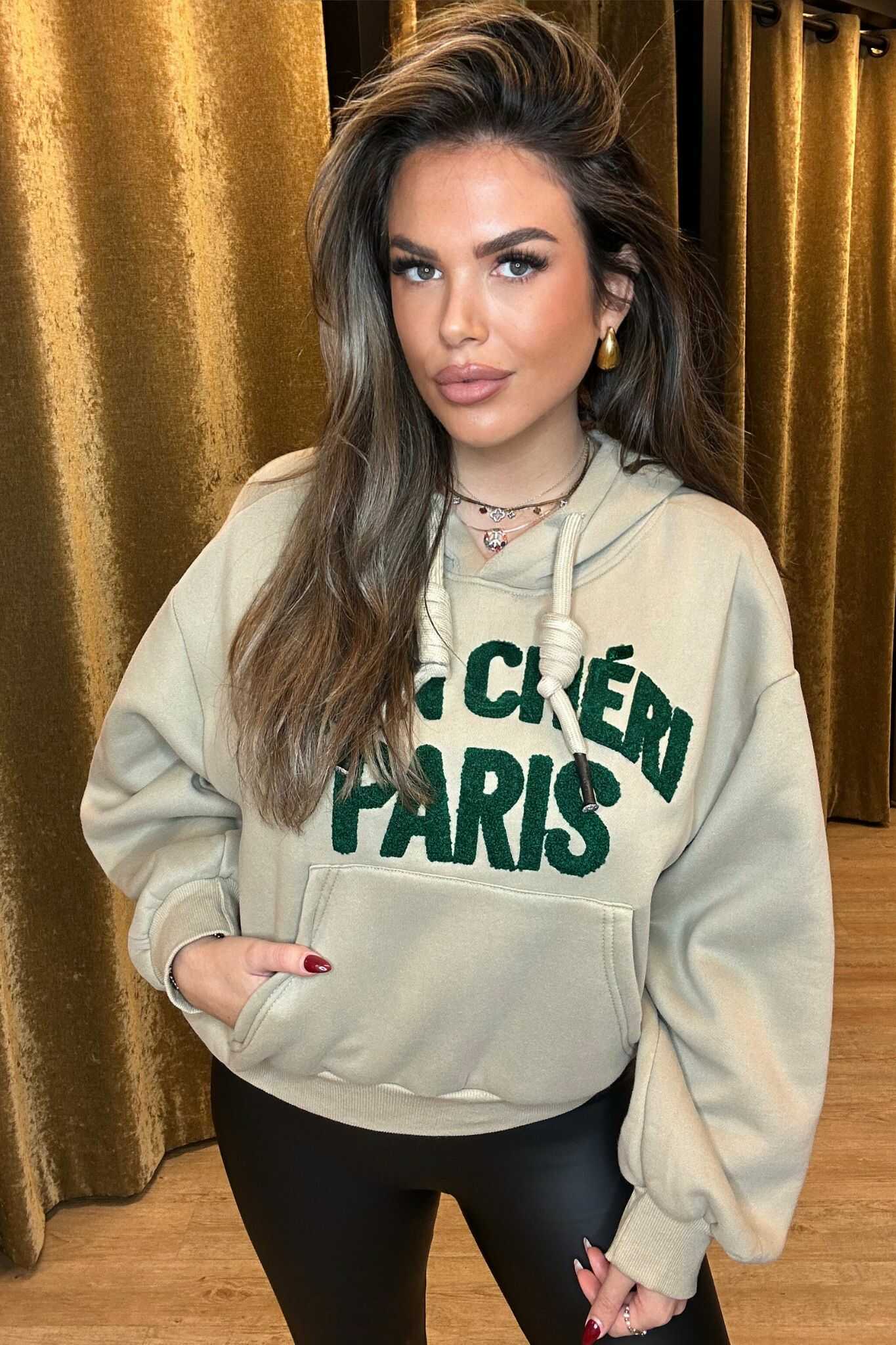 Cheri Hoodie Black, Green and White By Nana's