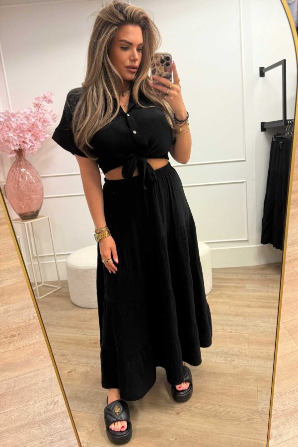 Senna Skirt Long Black and Taupe - Afbeelding 2
