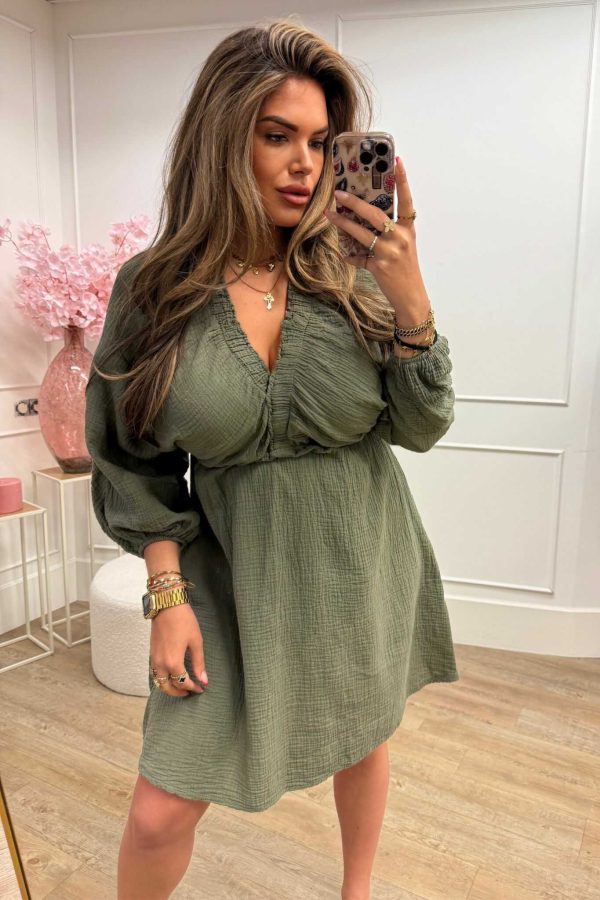 Mila Dress Black, Green, Beige and Taupe - Afbeelding 2