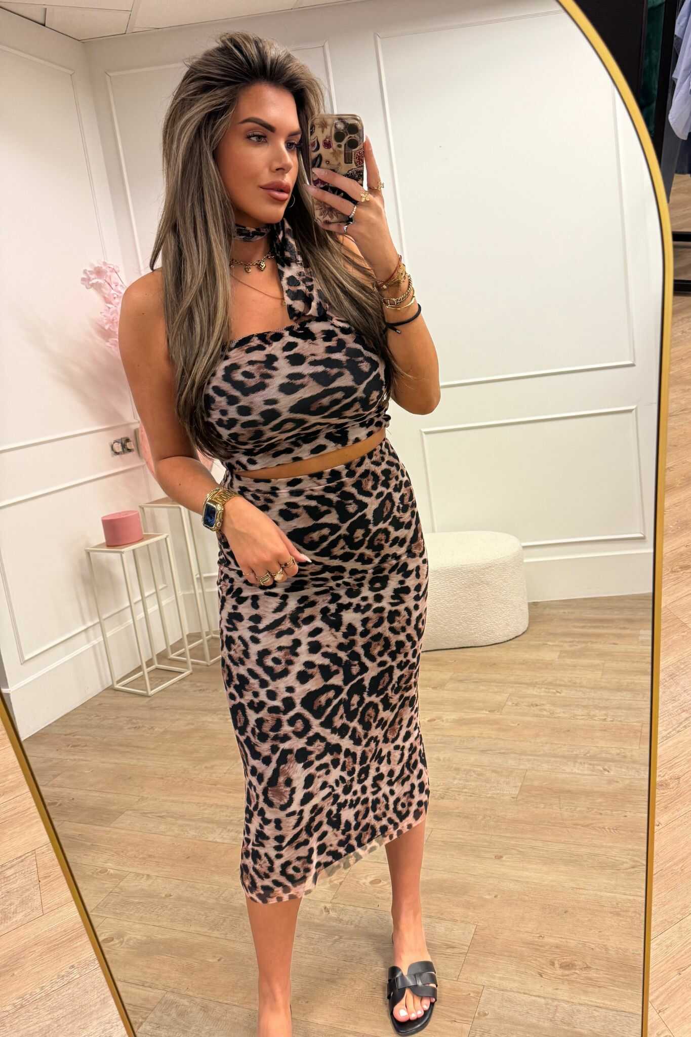 Maya Leopard Two Piece Set Black