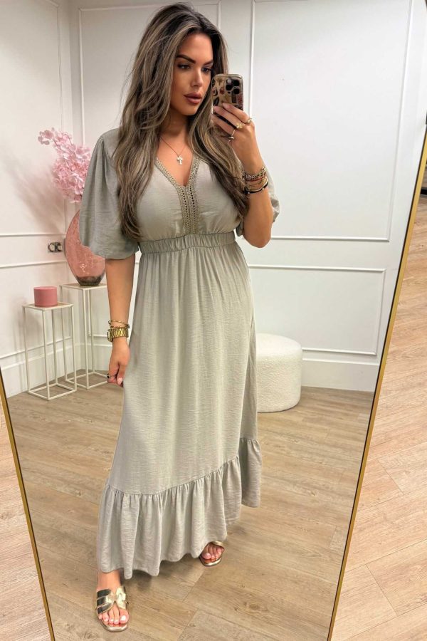 Charlotte Dress Brown, Taupe and Blue - Afbeelding 2