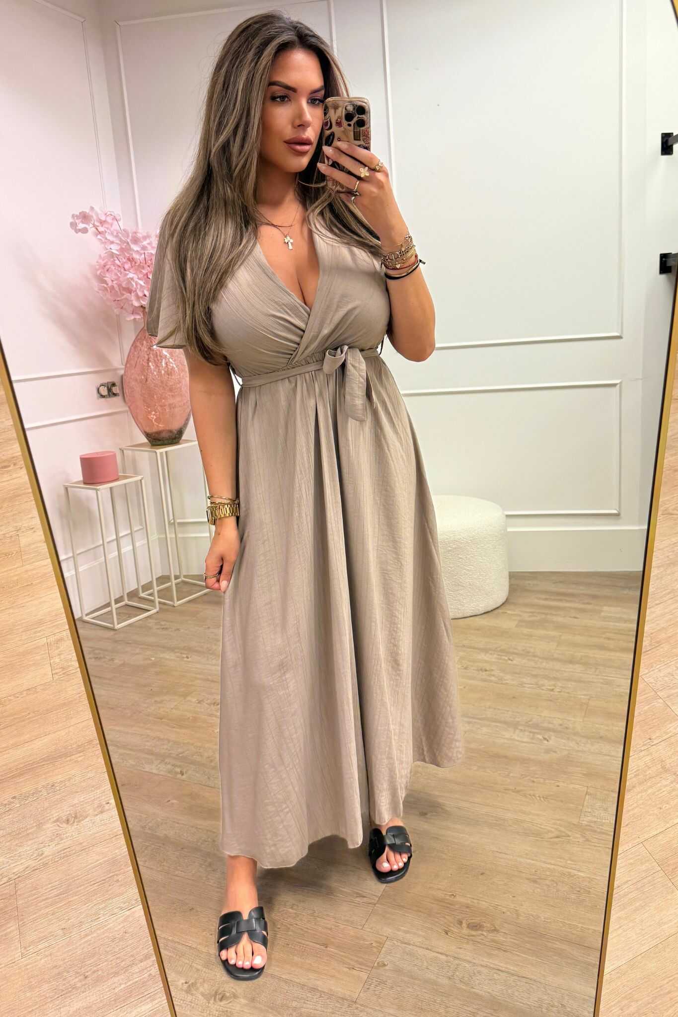 Floor Dress Black and Taupe