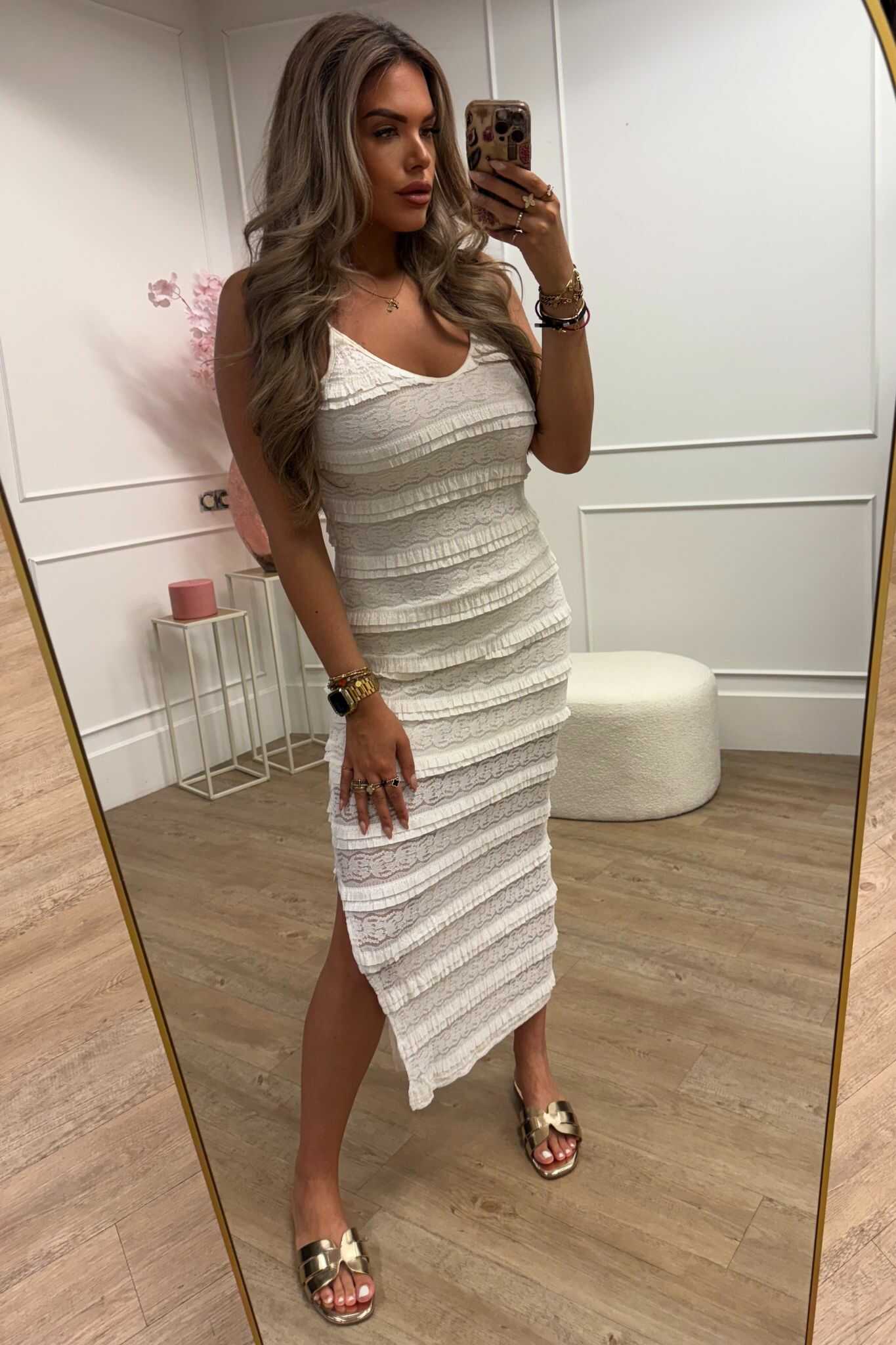 Norah Dress Brown and Creme