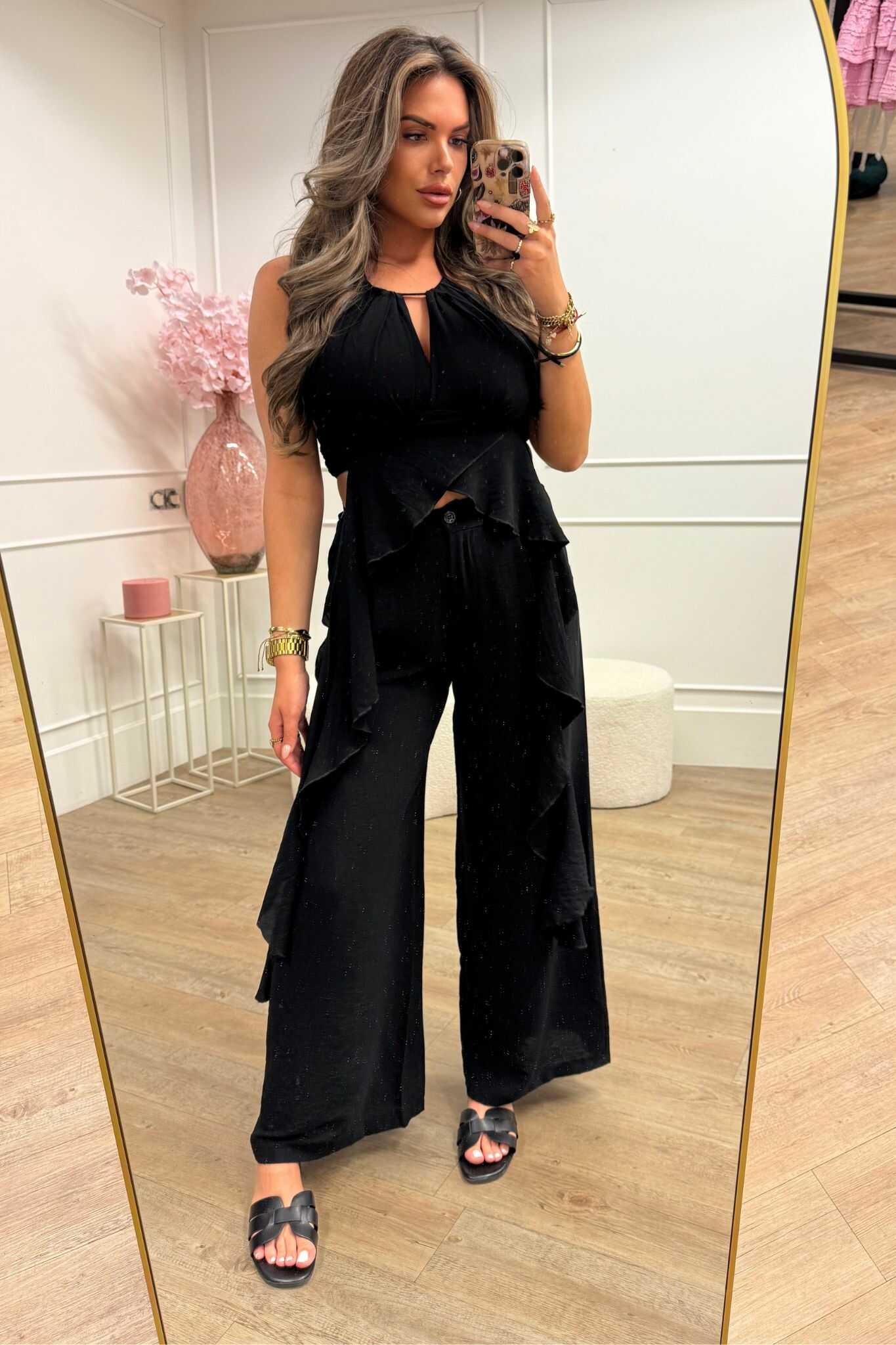 Jade Two Piece Set Taupe and Black