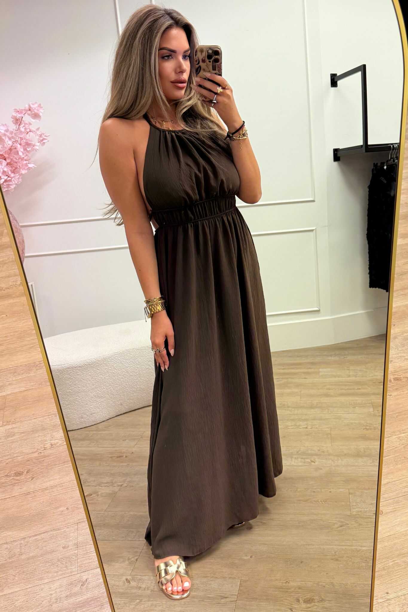 Ella Dress Black, Beige and Brown