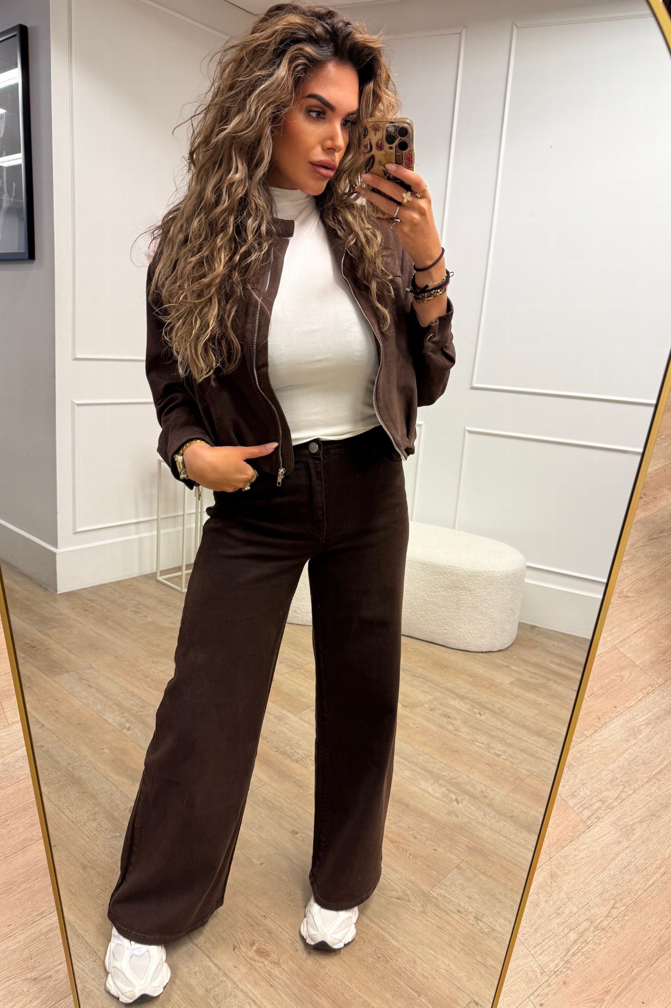 Redial Wide Leg Jeans Brown RD3255-2