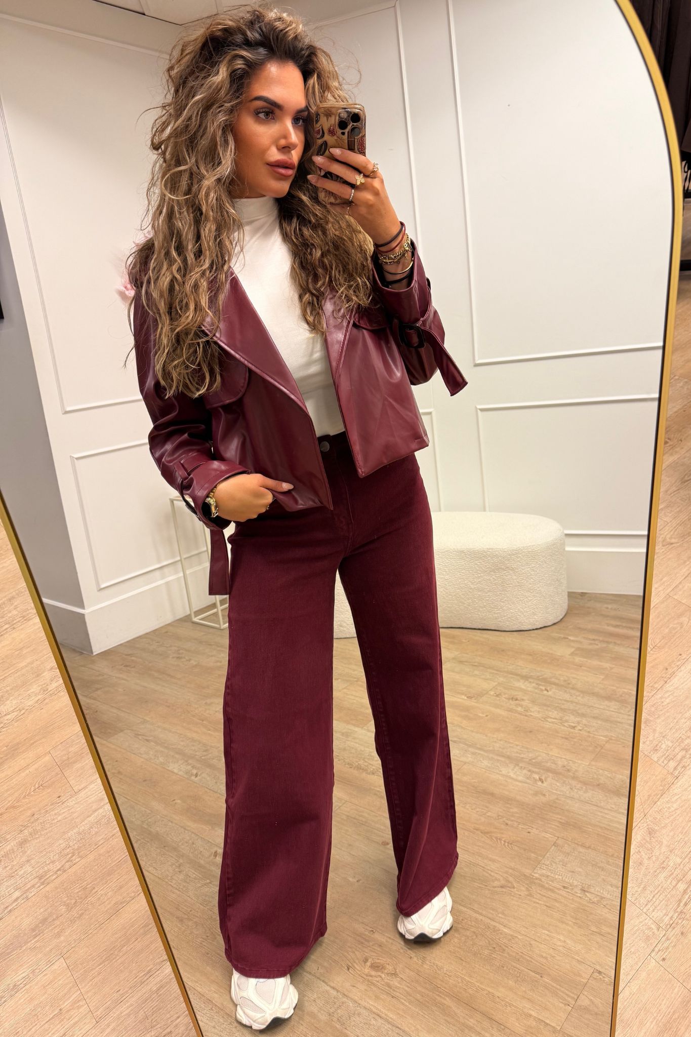 Redial Wide Leg Jeans Bordeaux RD3255-1
