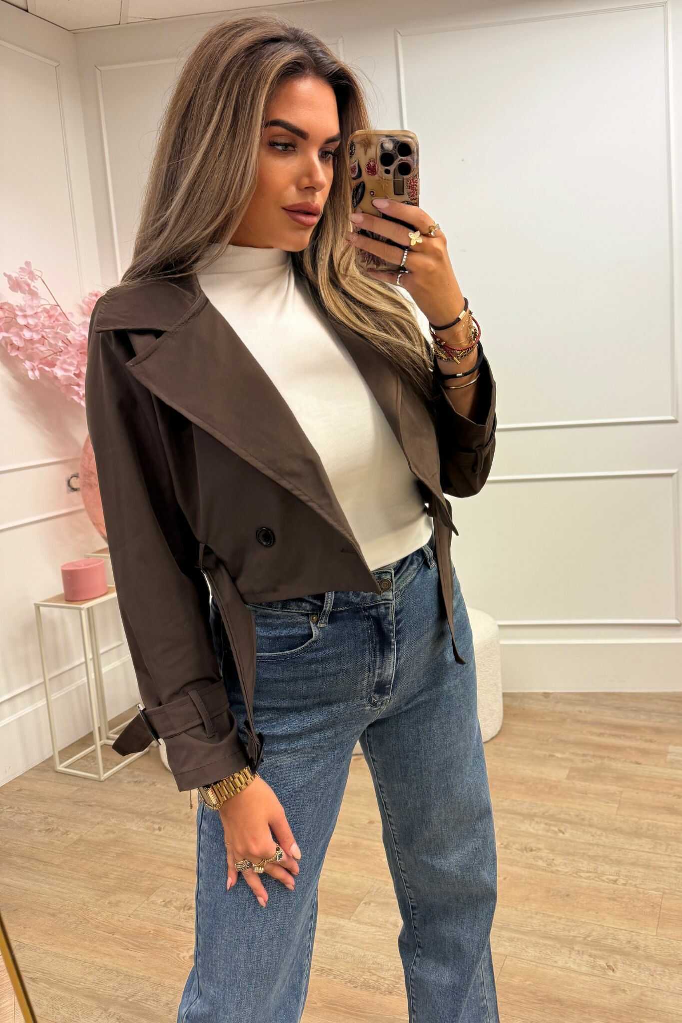 Esmee Trench Coat Brown and Taupe