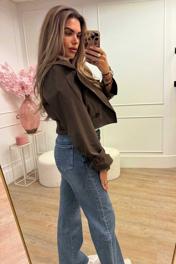 Esmee Trench Coat Brown and Taupe - Afbeelding 4