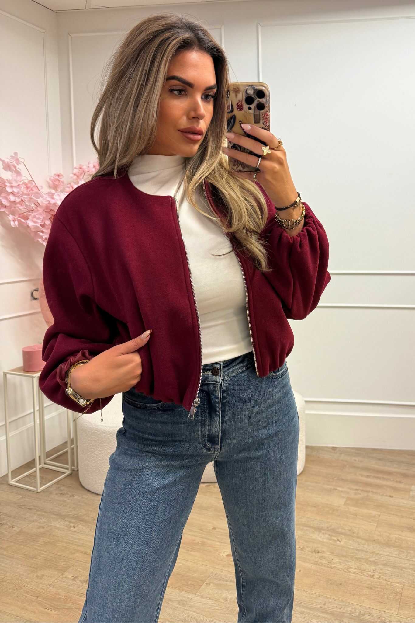 Mara Bomber Jacket Brown and Red