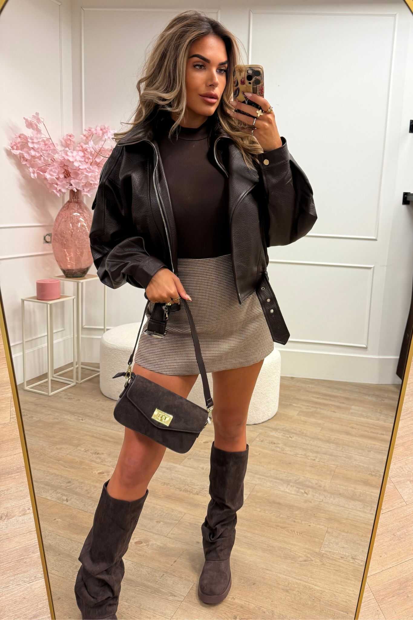 Jolie Leatherlook Jacket Brown