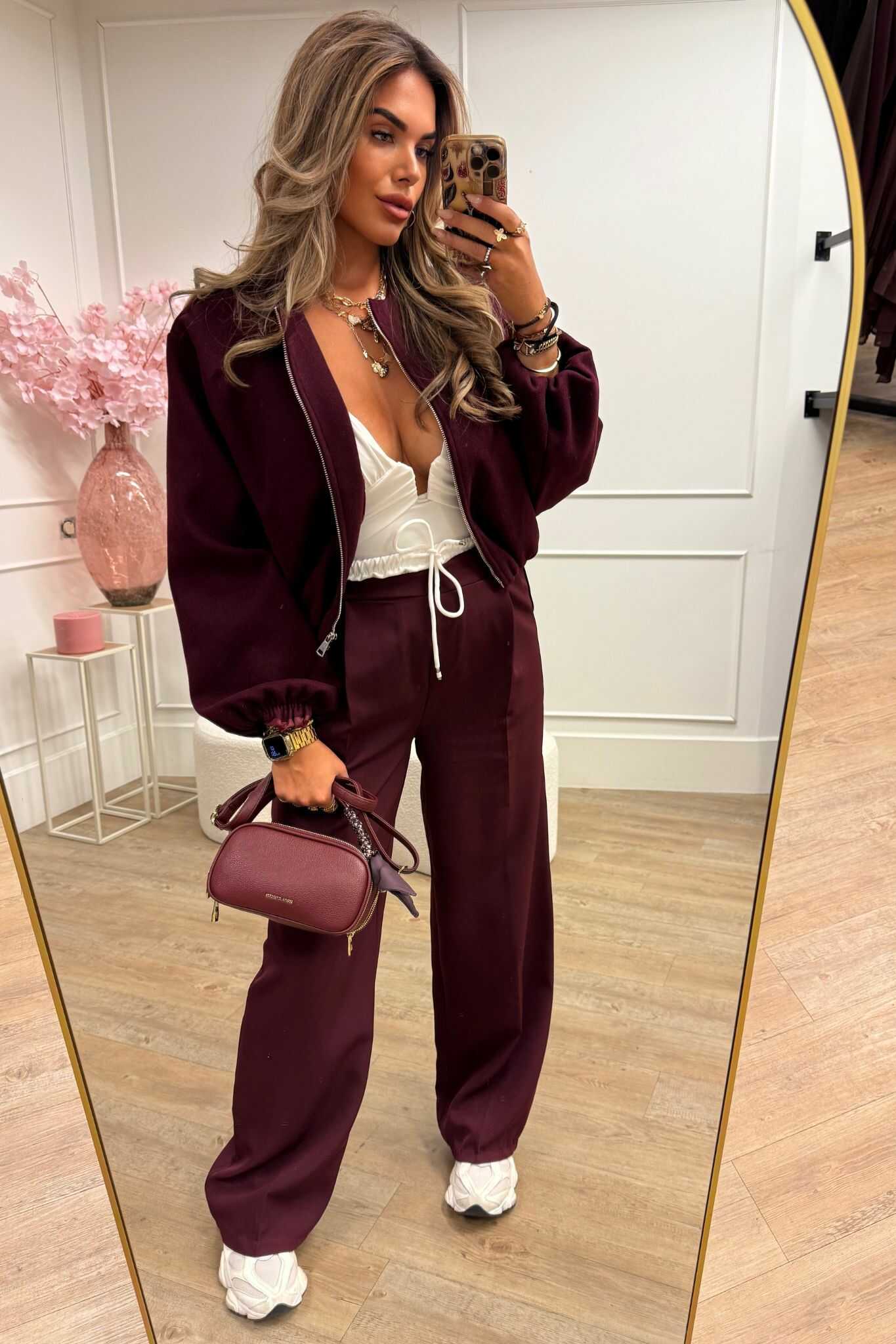Mara Bomber Jacket Brown and Bordeaux