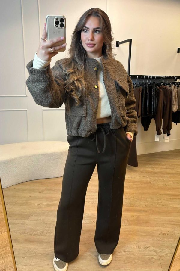 Teddy Jacket Brown Bordeaux and Black - Afbeelding 4