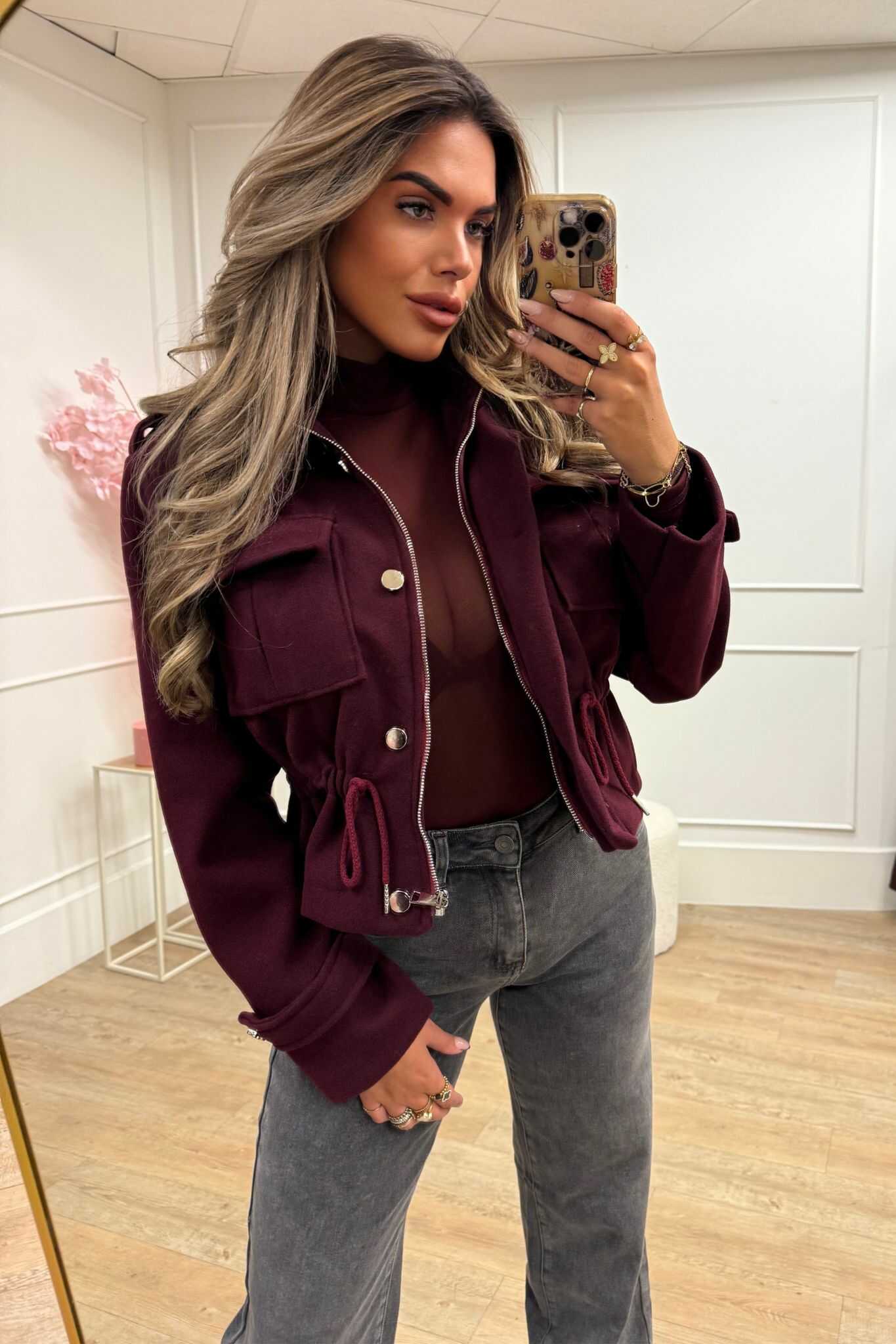 Lauren Jacket Bordeaux, Brown and Black