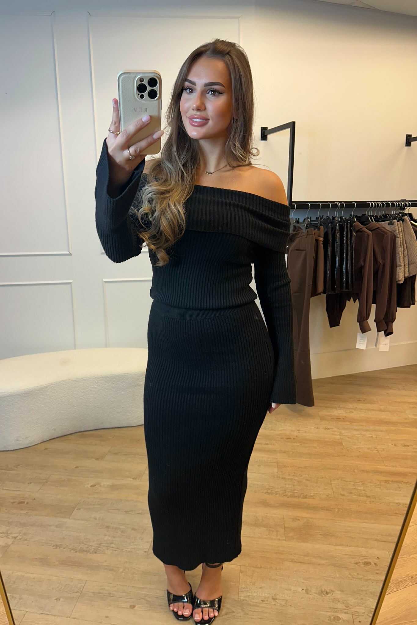 Nola Two Piece Set Black, Brown and Beige