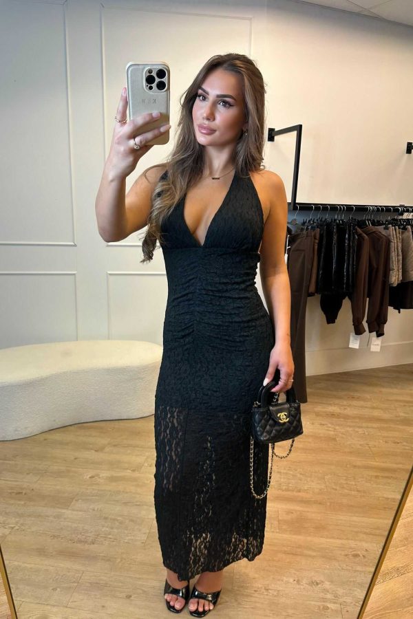 Benthe Lace Dress Long Black, Bordeaux and Brown - Afbeelding 3