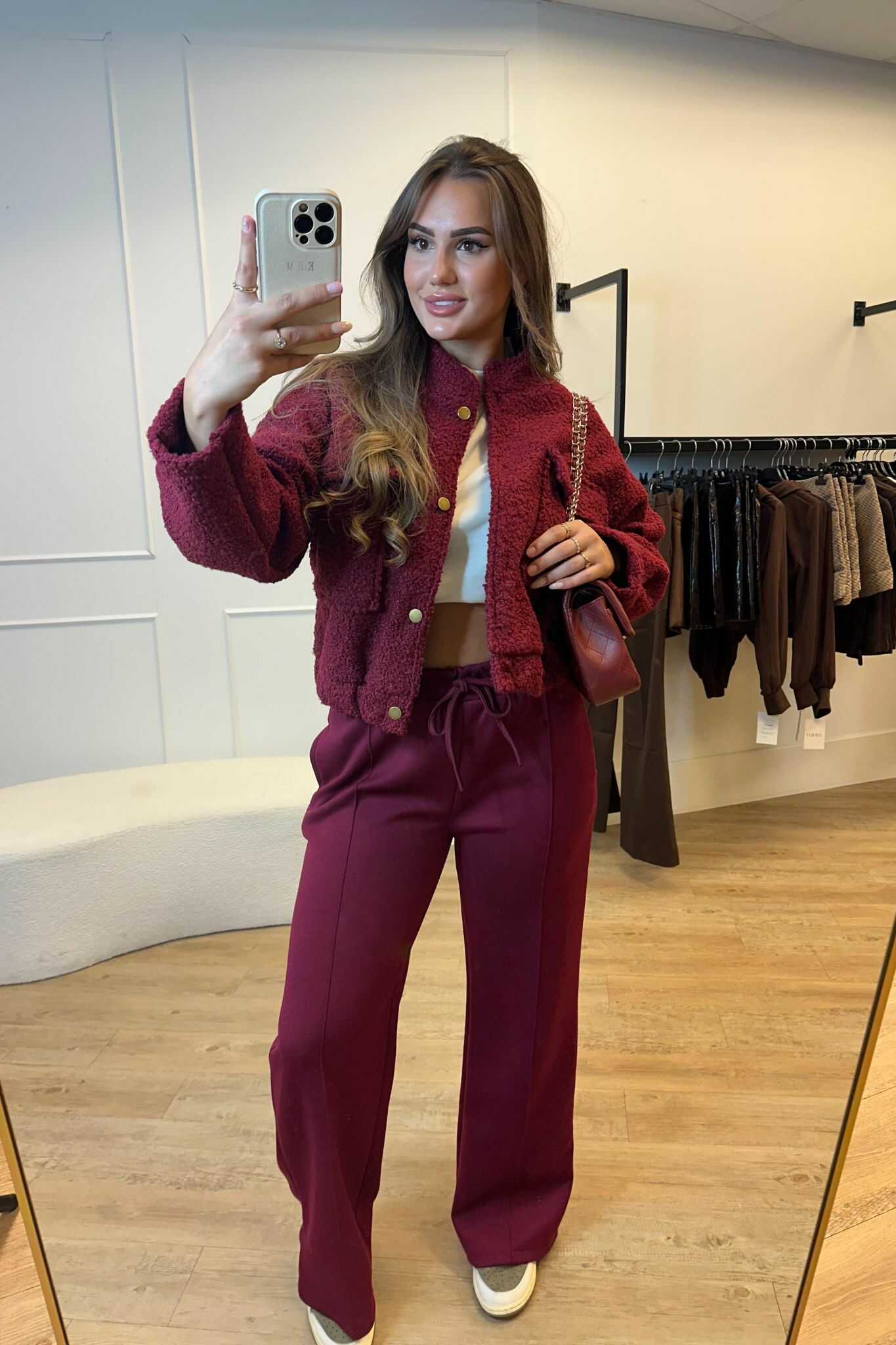 Teddy Jacket Brown Bordeaux and Black