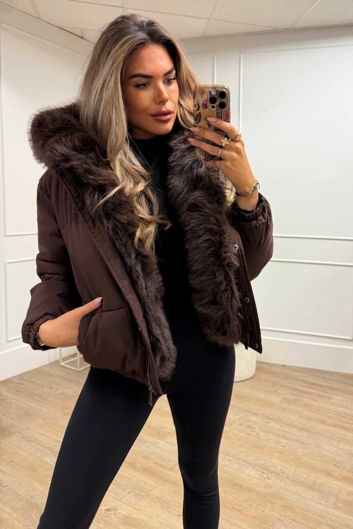 Hailey Jacket Short Black and Brown