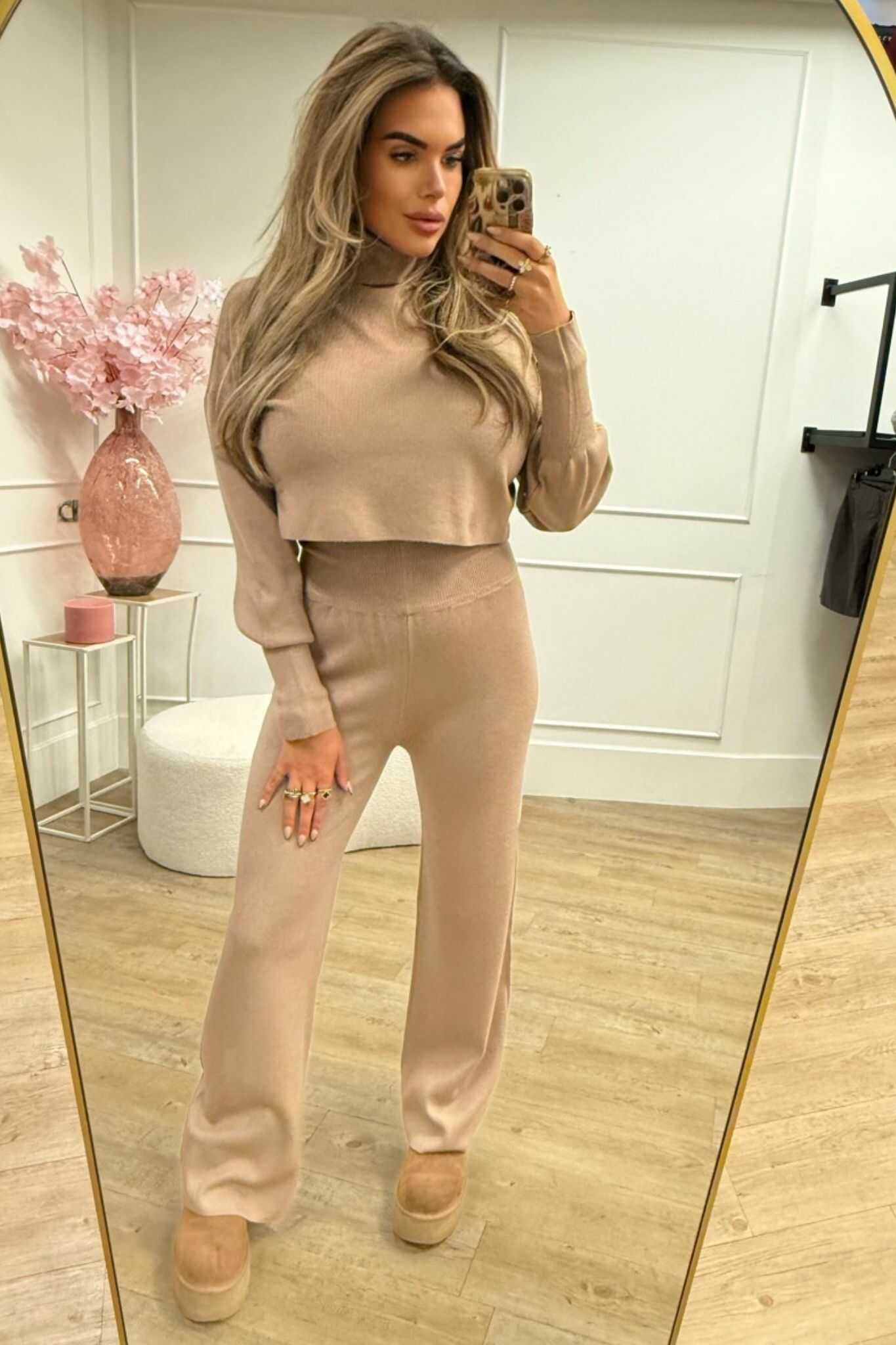 Julie Two Piece Set Black and Beige