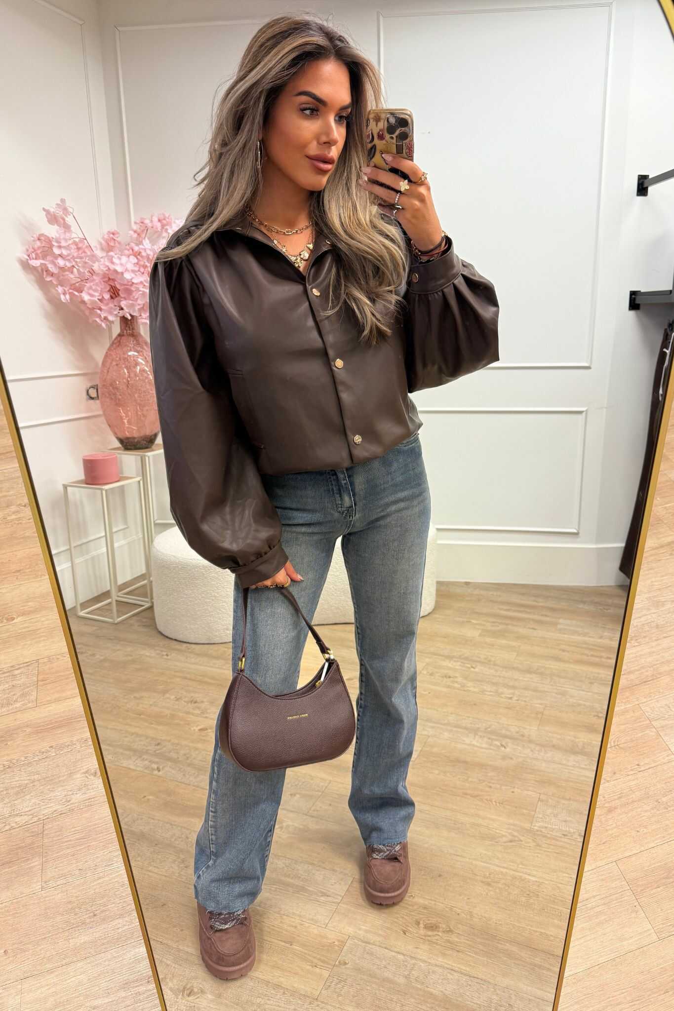 Zoe Leatherlook Jacket Brown