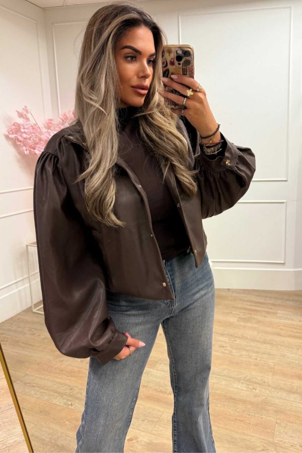 Zoe Leatherlook Jacket Brown - Afbeelding 2