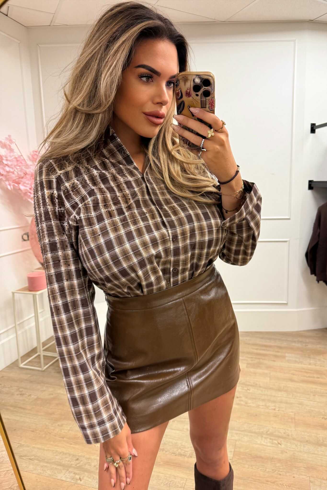 Fenna Blouse Brown Glitters