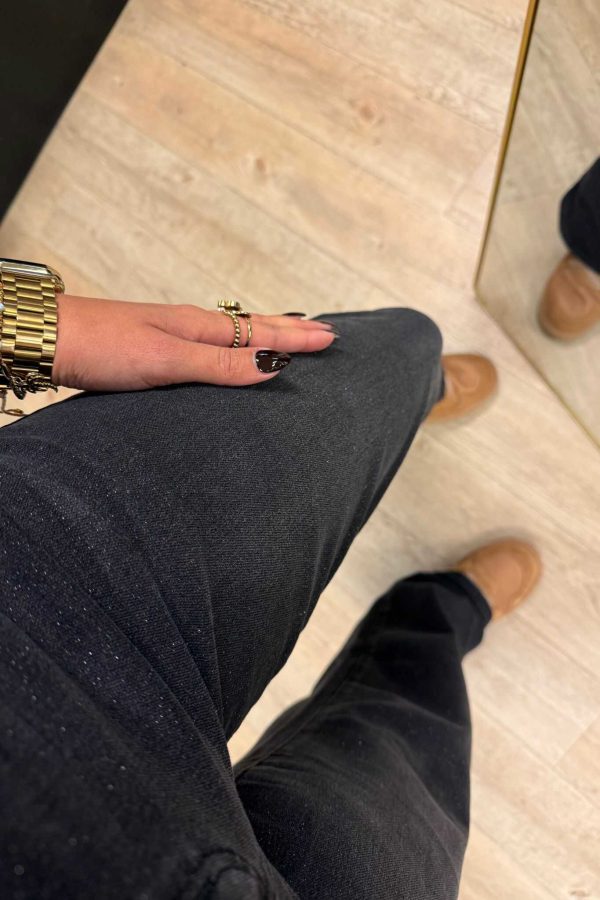 Hello Miss Wide Leg Jeans Glitter Black HM2205-3 - Afbeelding 2