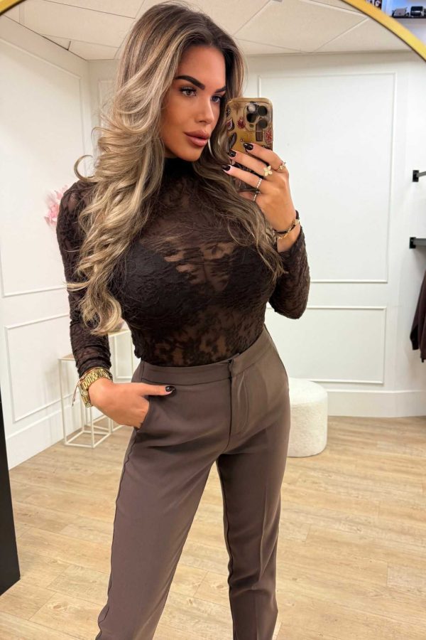 Ivy Lace Top Brown, Bordeaux and Black - Afbeelding 2