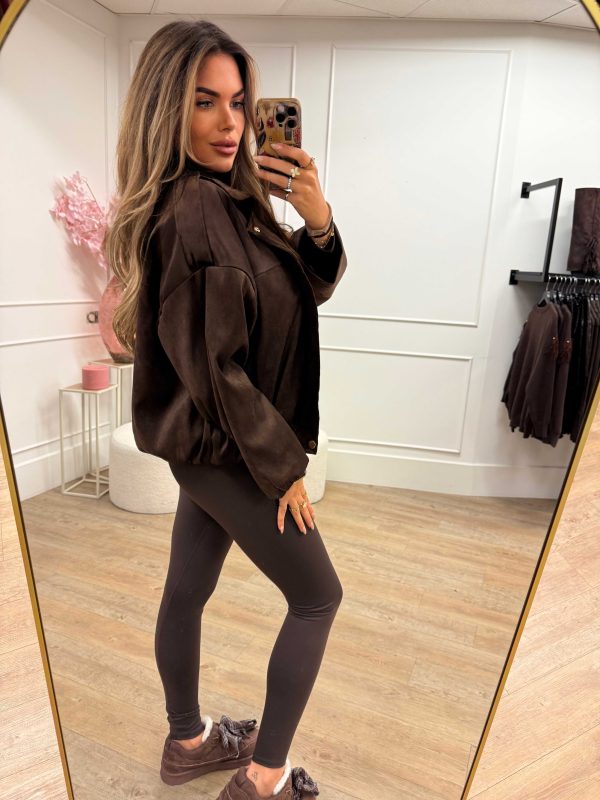 Elena Suedine Jacket Brown and Camel - Afbeelding 5