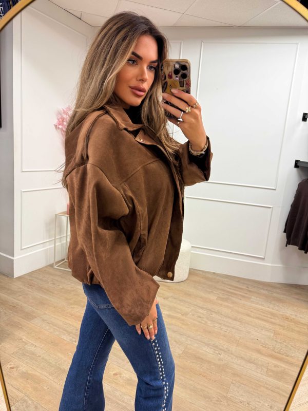 Elena Suedine Jacket Brown and Camel - Afbeelding 2