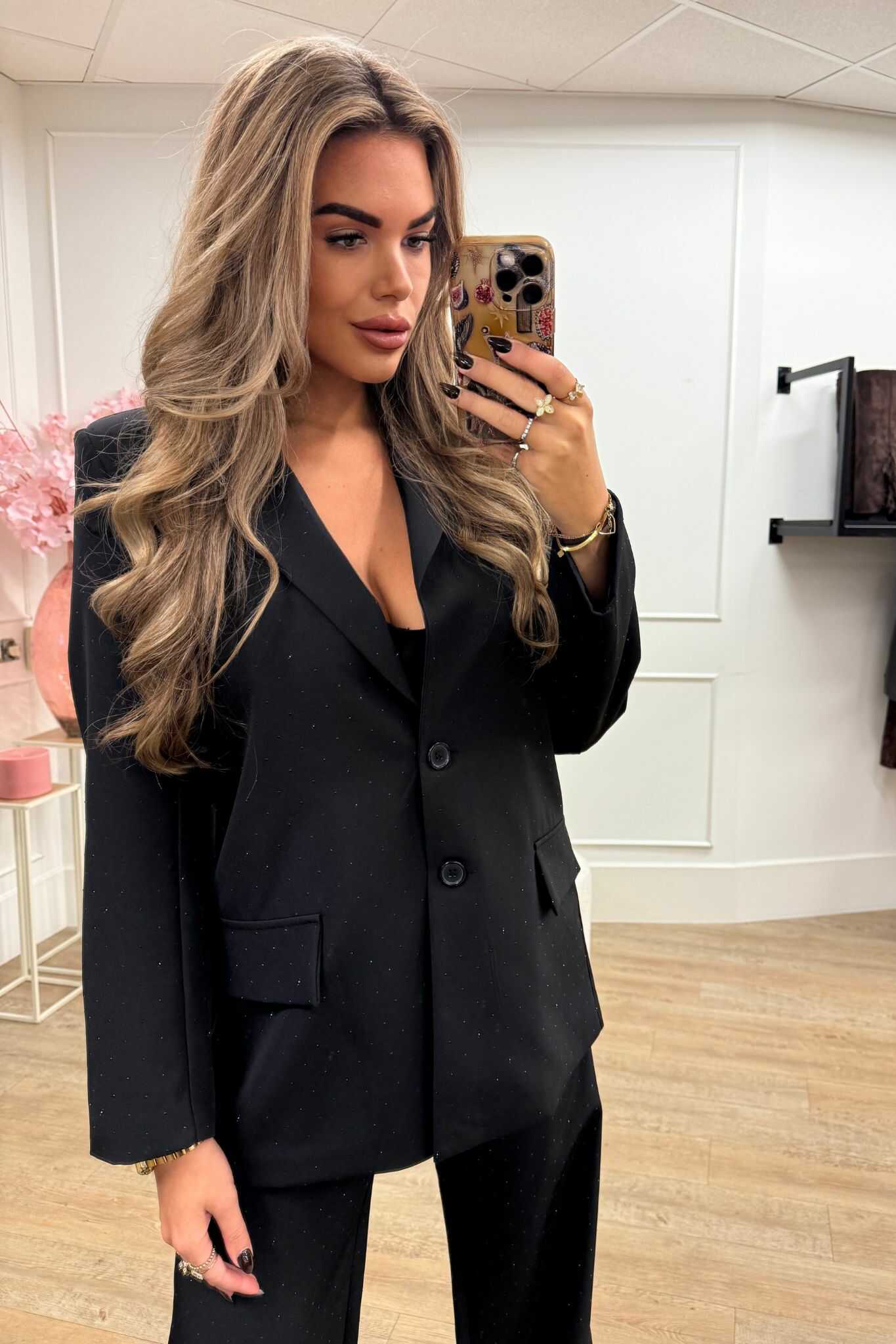 Zoe Glitter Blazer Black