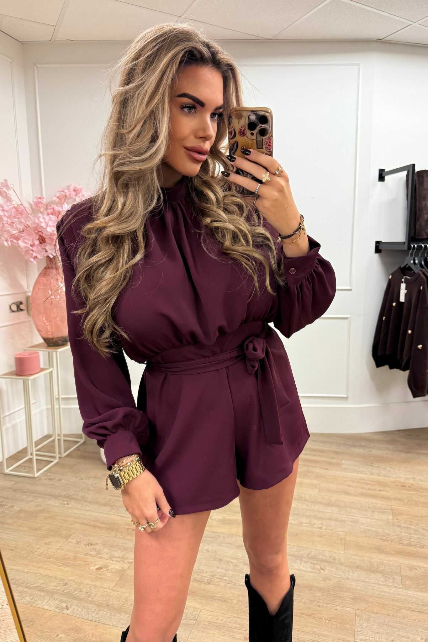 Yara Jumpsuit Brown and Bordeaux