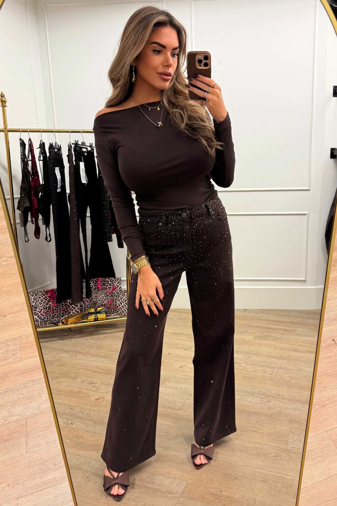 Laulia Jeans Brown Glitter Y3378-3