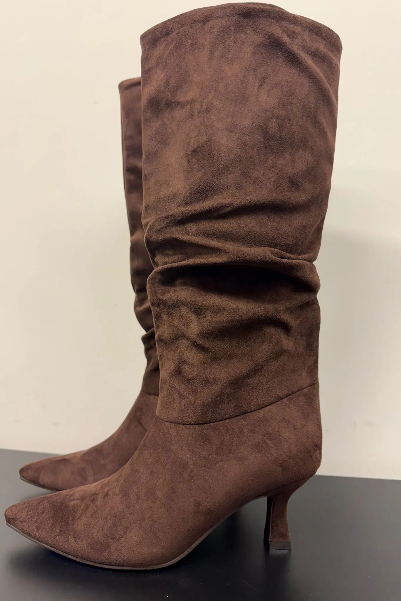 Zoe Boots Kitten Heels Brown and Beige