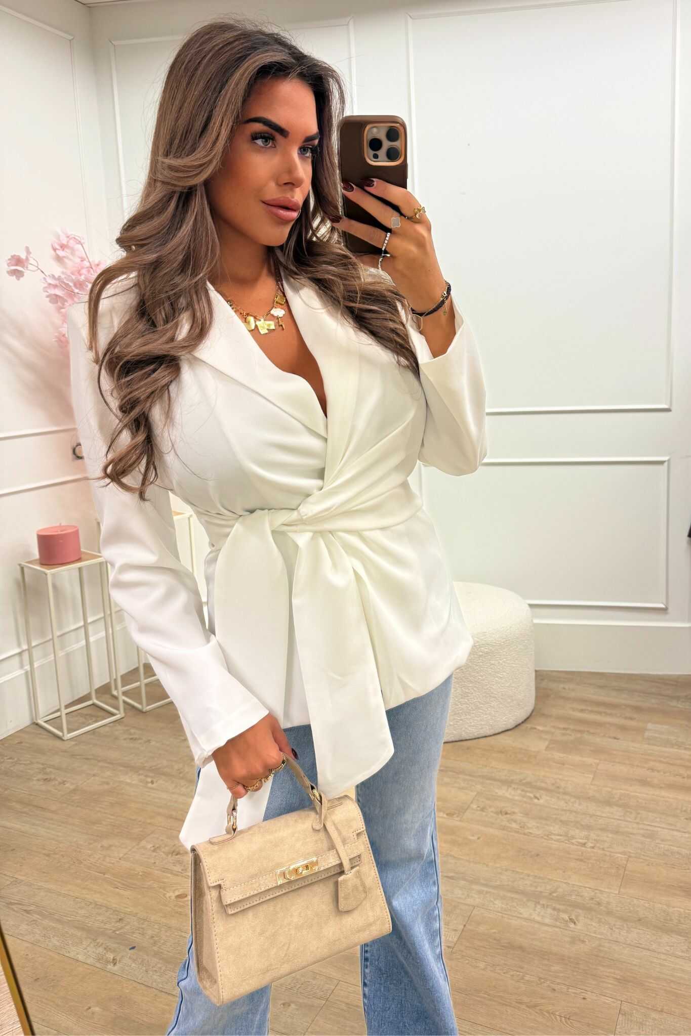 Lotte Blazer Black, White and Taupe