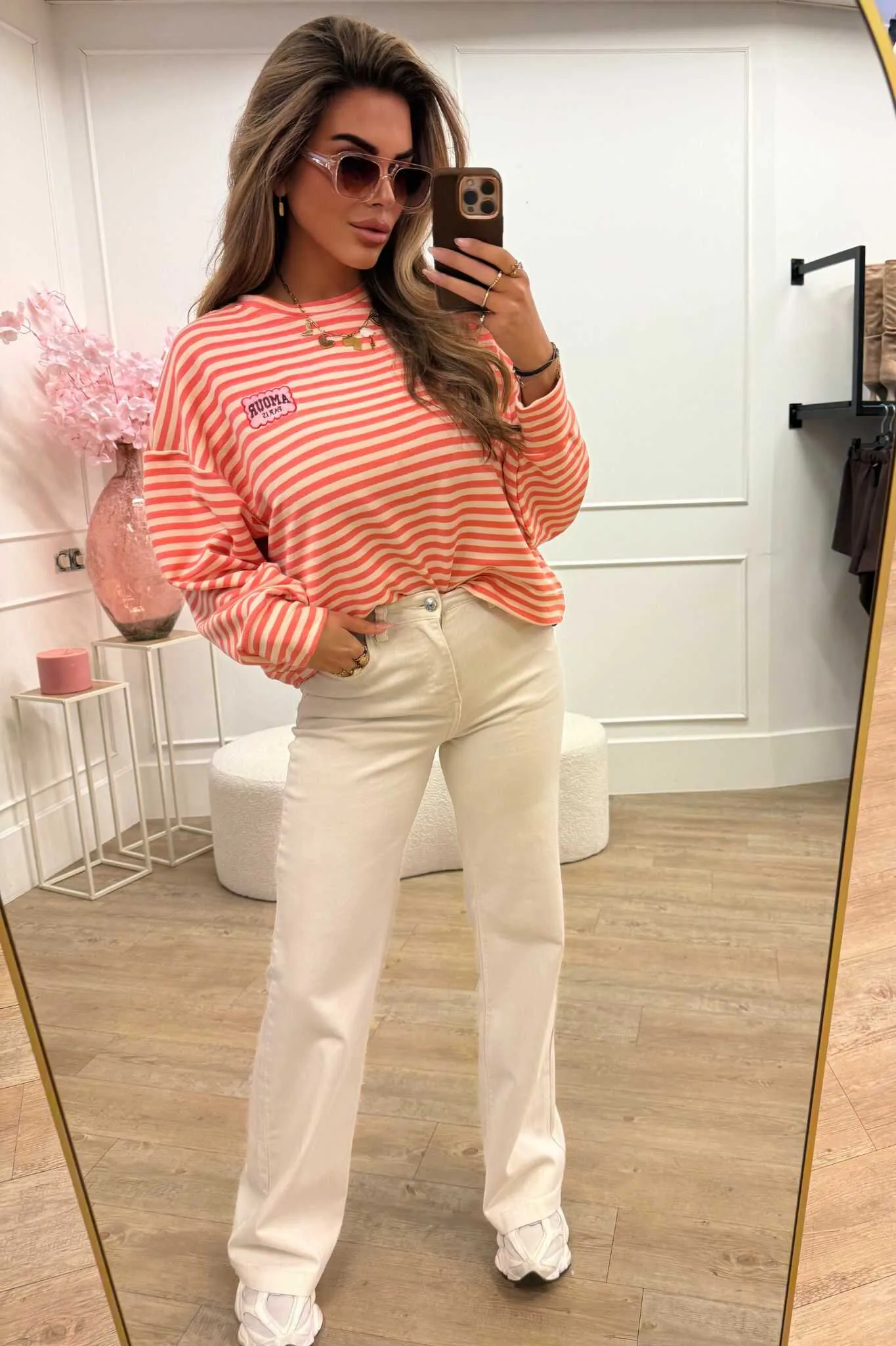 Jewelly Wide Leg Jeans Beige JP9129-12