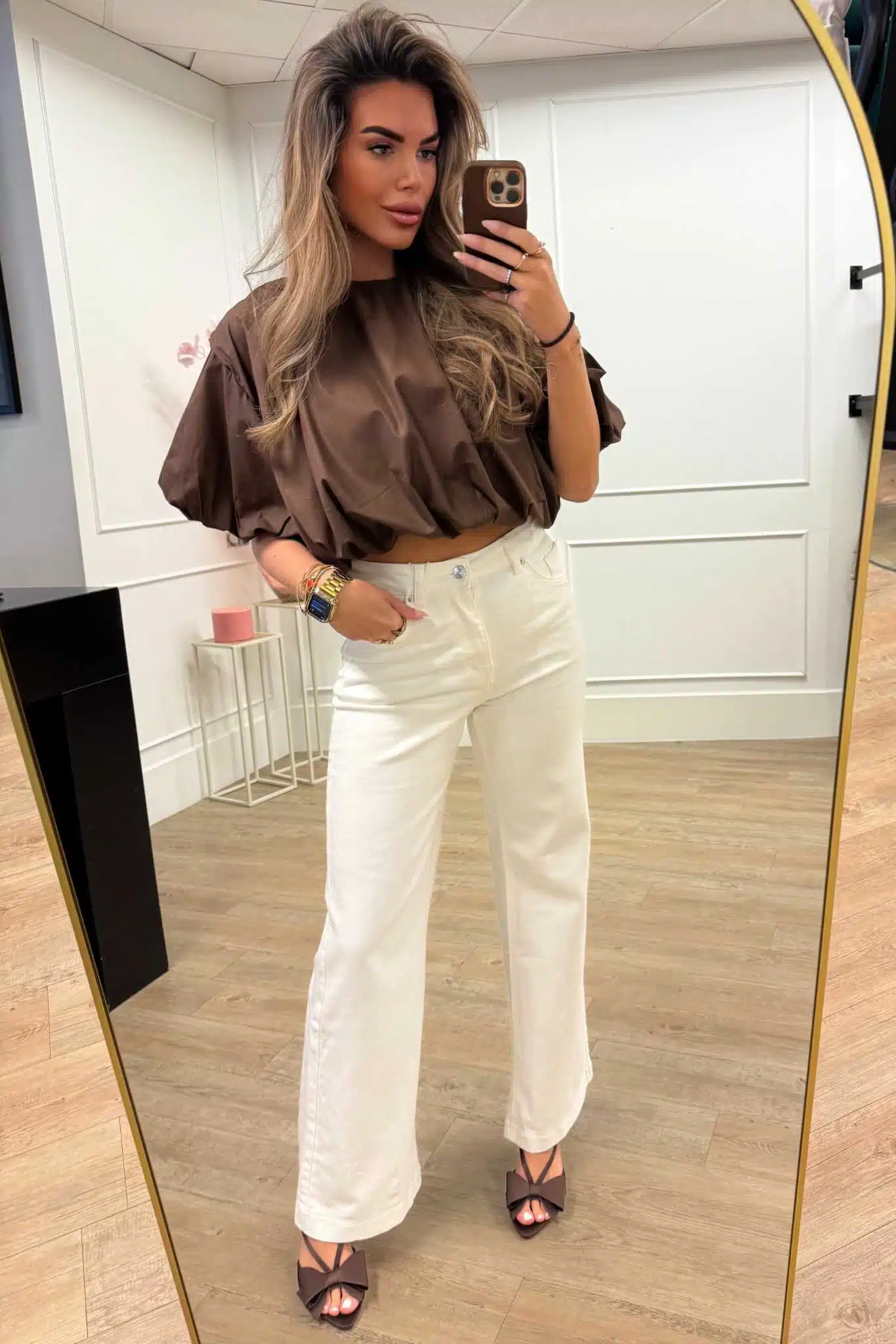Jewelly Wide Leg Jeans White JP9129-2