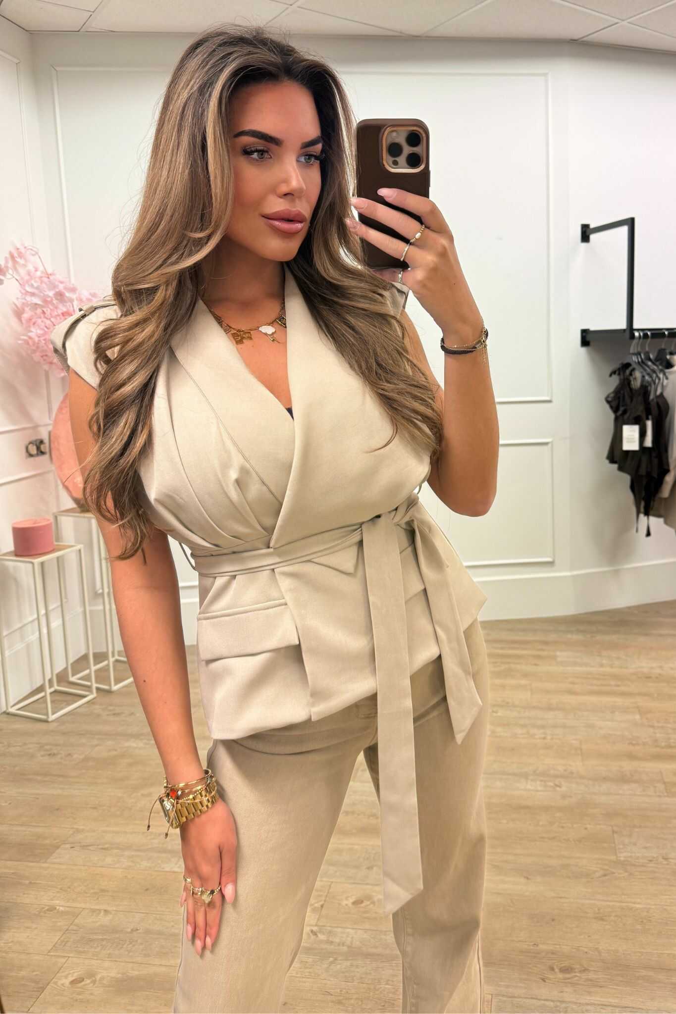 Charlie Gilet Beige and Black