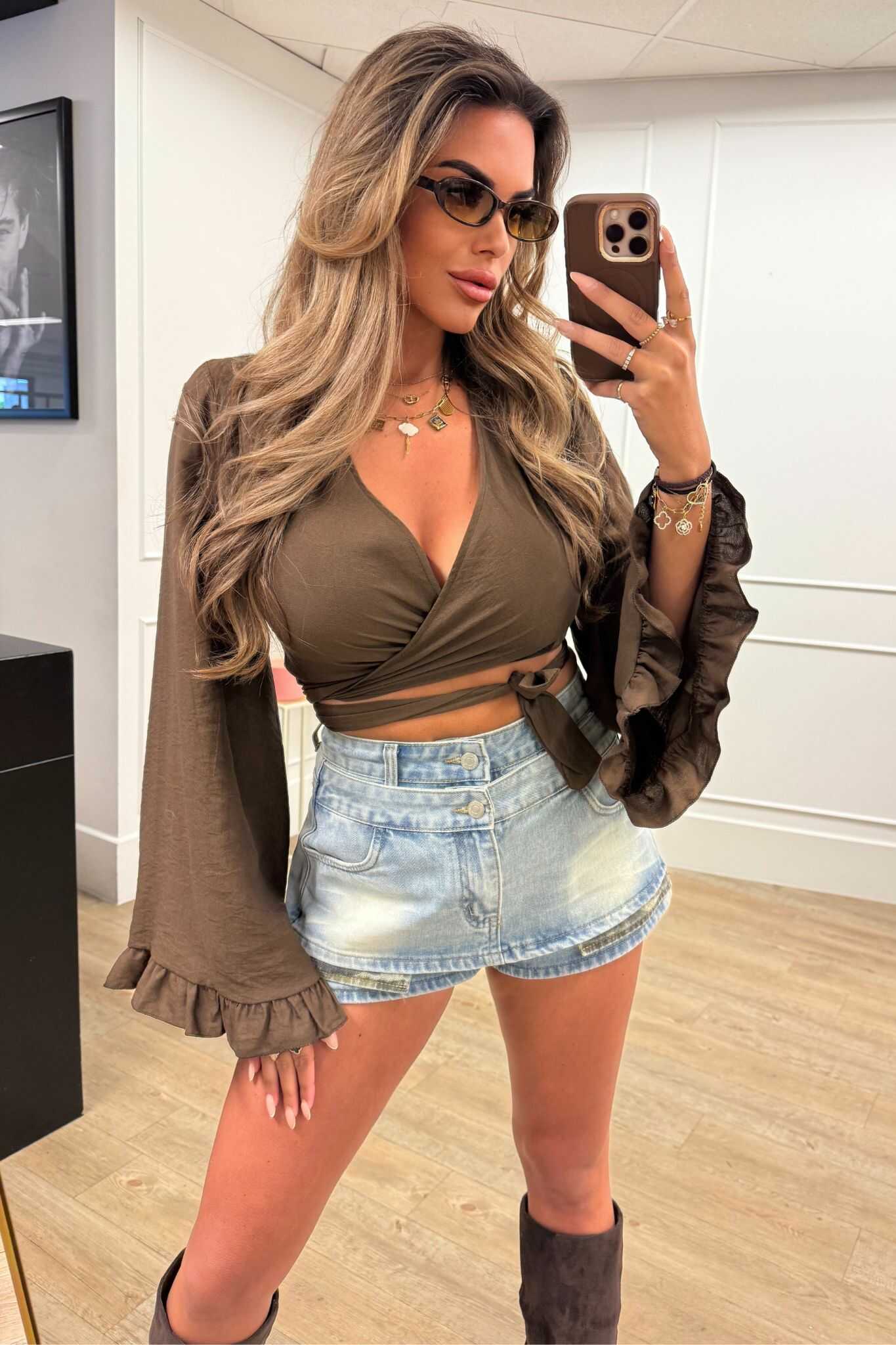 Ella Top Brown, White and Black