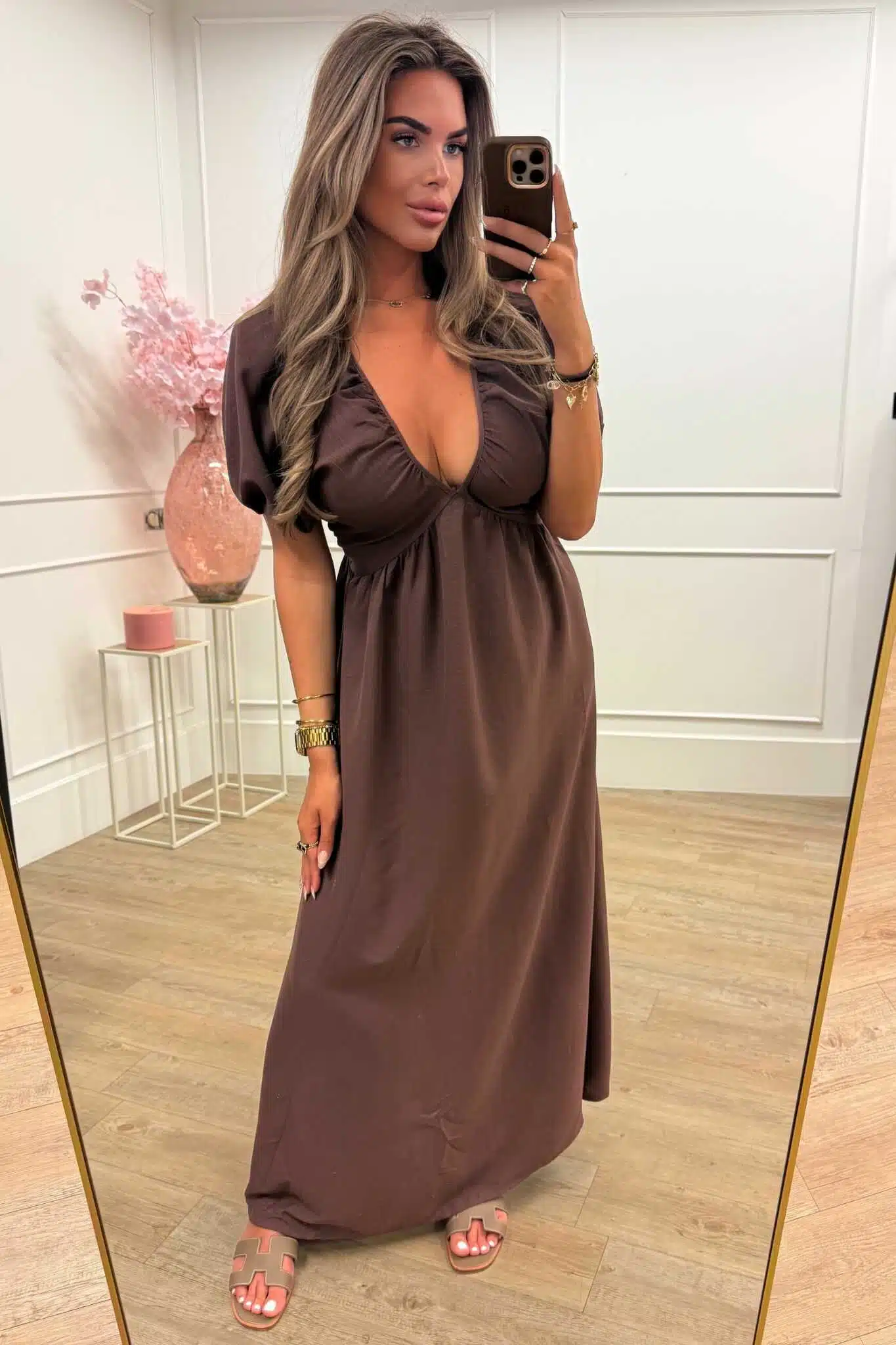 Hannah Dress Green and Brown