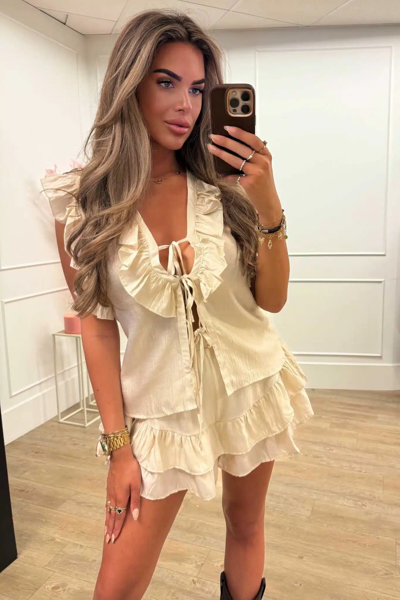 Livia Set top and skort Beige and Black