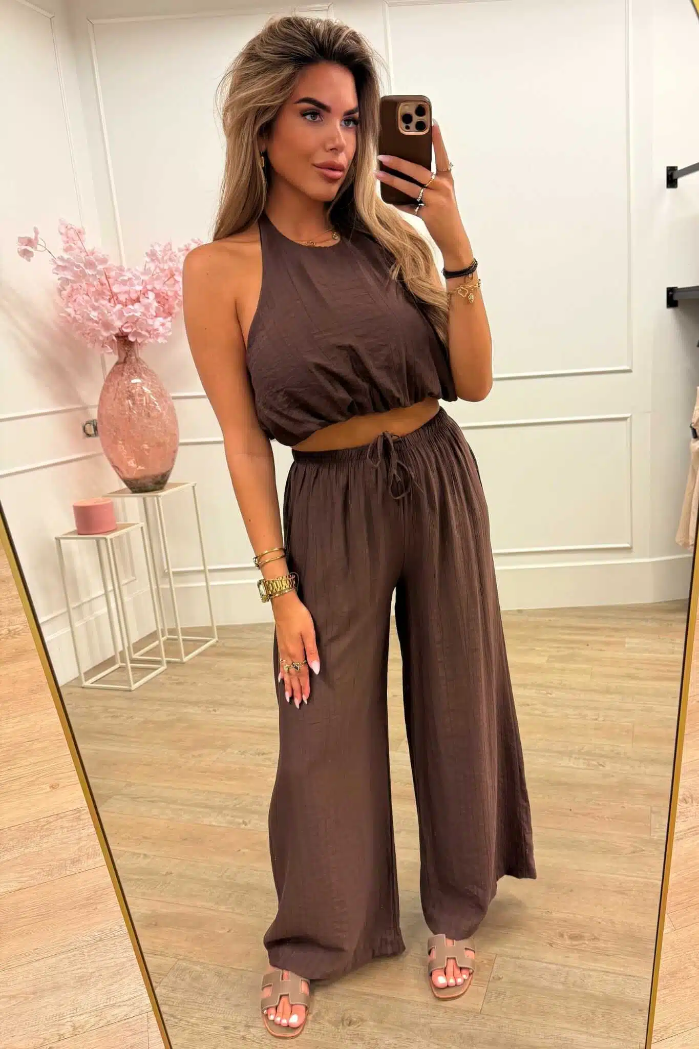 Jolie Two Piece Set Brown, Black, Red and Blue