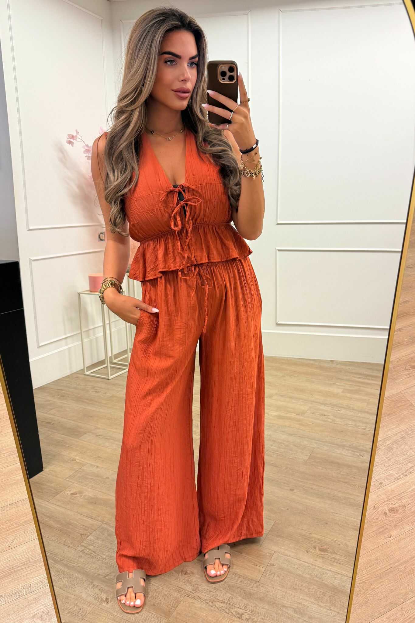 Olivia Two Piece Set Roest en Bruin