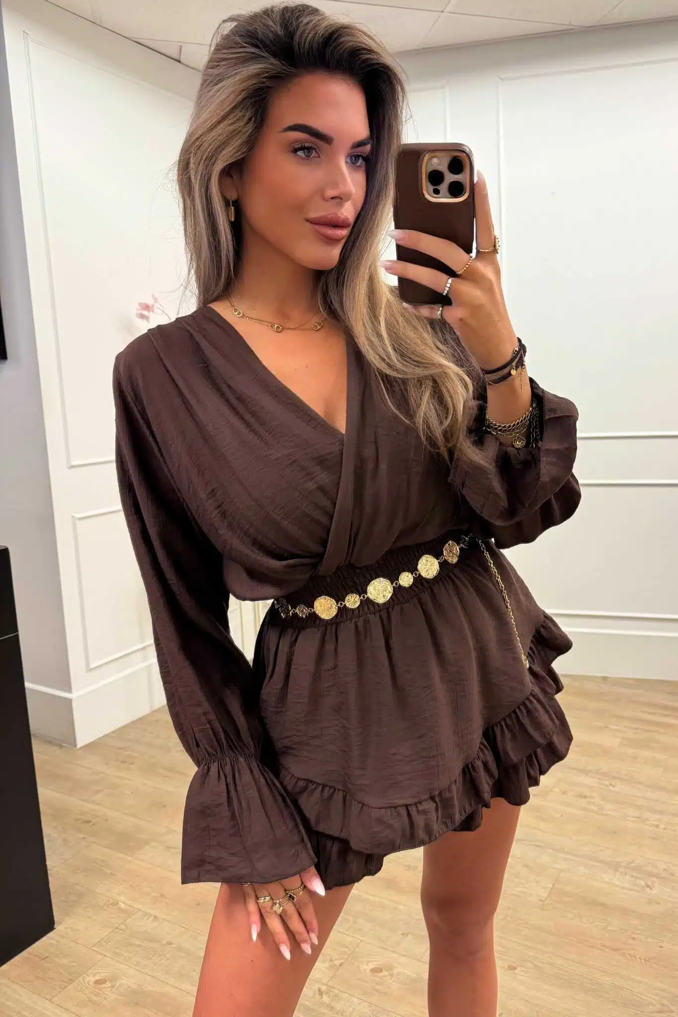 Dewi Jumpsuit Bordeaux, Brown, Taupe and Dark Blue