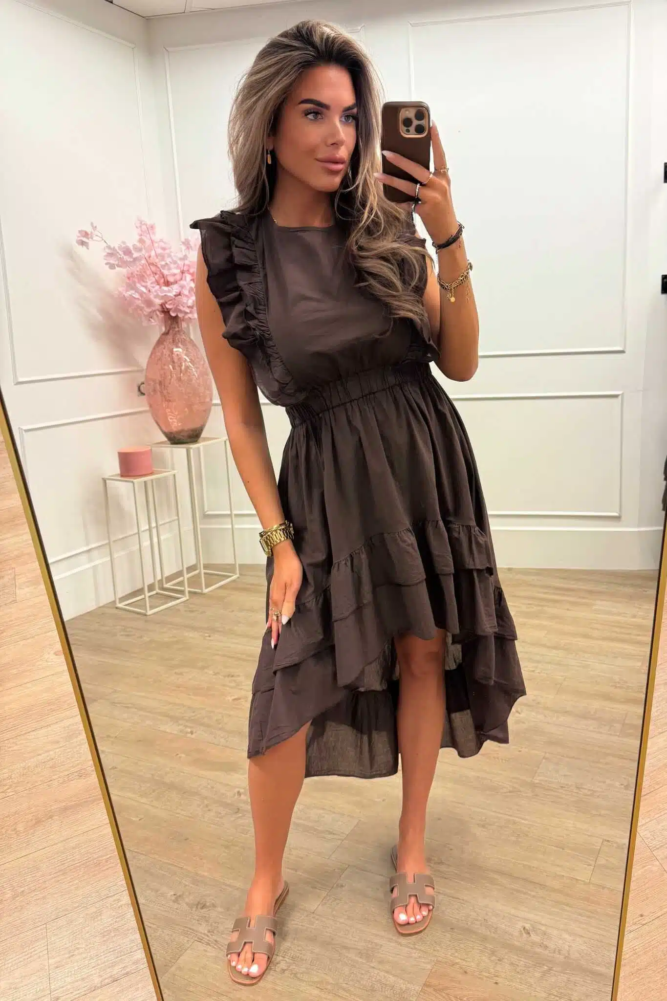 Daantje Dress Brown and Taupe