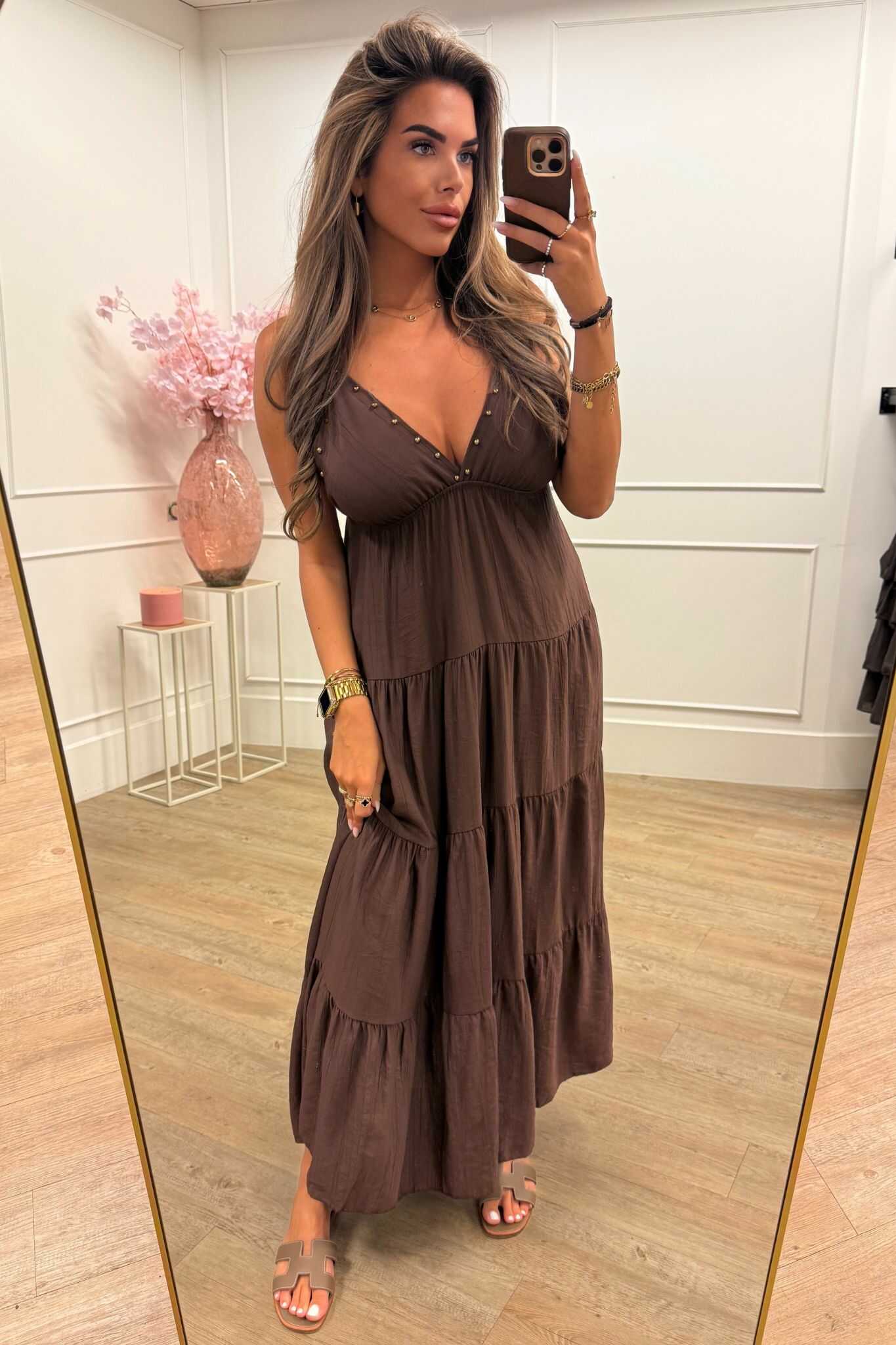 Dagmar Dress Blue, Brown and Roest