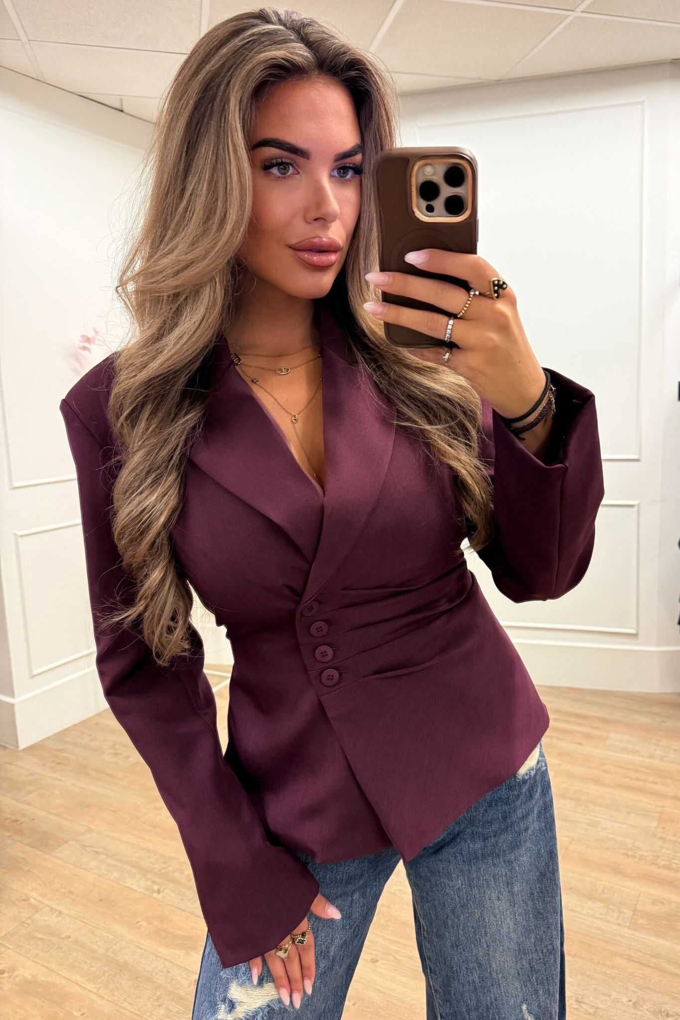 Lana Blazer Black, Bordeaux and Brown