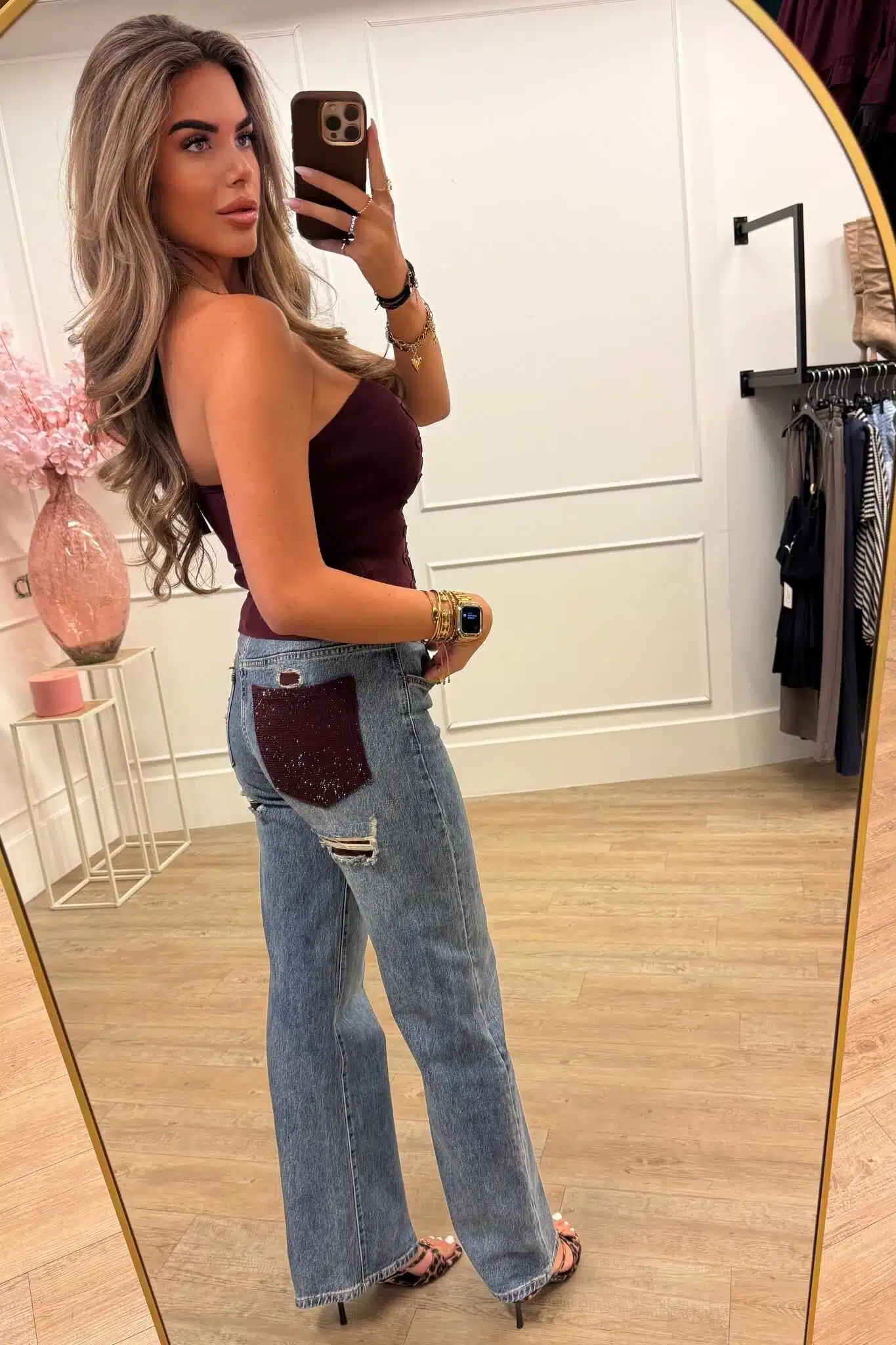 Vs Miss Jeans Blue, Bordeaux Glitter Pocket K971